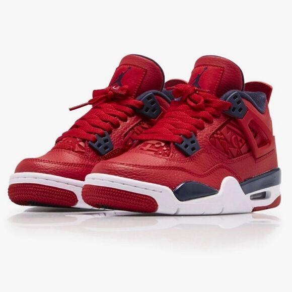 AIR JORDAN 4 RETRO SE 'FIBA' Gym Red White Metallic Gold Obsidian TD Size 9c - Picture 16 of 16